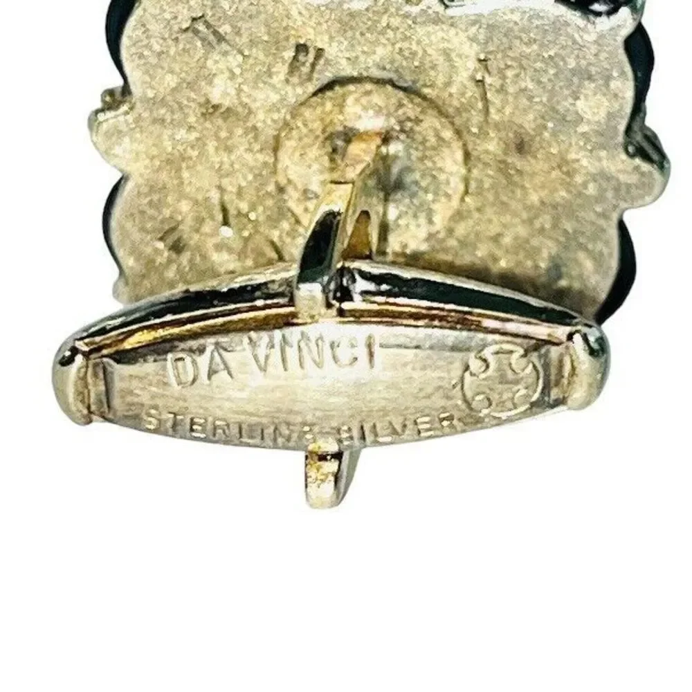 Vintage DaVinci‎ Sterling Silver Onyx Cufflinks